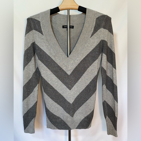 Express Design Studio Metallic Chevron Sweater – Size Small Holiday Top - Picture 6 of 6